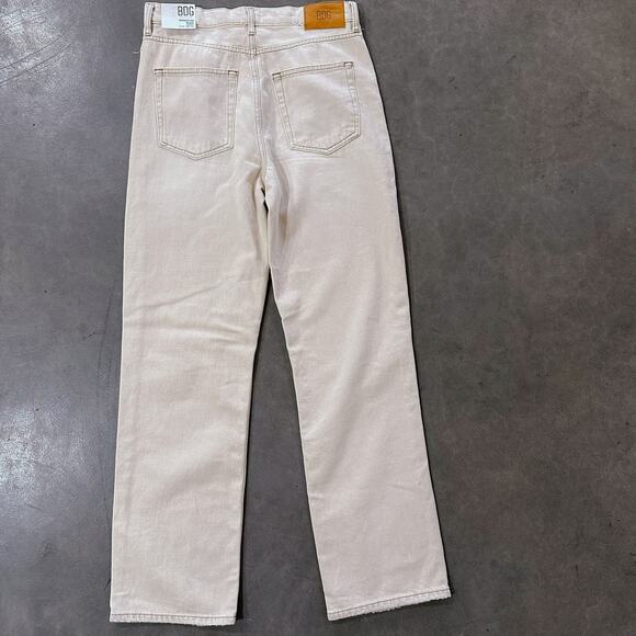 BDG Urban Outfitters Button Fly High Rise Straight Ripped Jeans Ecru W28 L32 NWT - Picture 9 of 13
